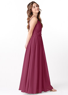 Azazie Astrid Junior Mulberry A-Line Floral Chiffon Dress image5