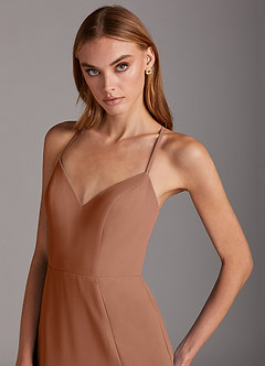 Azazie Manila Bridesmaid Dresses Bronzer Sheath V-Neck Chiffon Dress image6