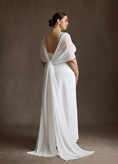 Azazie Caity Rochii de mireasă Croială evazată Crepe Back Satin Lungime până la podea Rochie image12