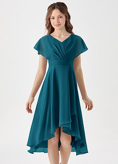 Azazie Graciela Junior Linia A Pofałdowany Szyfon Asymetryczny Młodsza druhna Sukienka image3