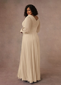 Azazie Zina Mother of the Bride Dresses Champagne A-Line Pleated Chiffon Dress image4