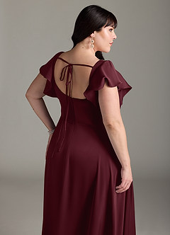 Azazie Bondi Brautjungfernkleider A-Linie Schleifen Stretch-Satin Kleid Cabernetrot image12