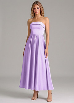 Azazie Lucienne Brudtärnklänningar Klä av A-Linje i Stretch Satin Plisserad Lila image1
