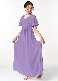 Azazie Temeka Junior Tahiti A-Line Pleated Chiffon Dress image3