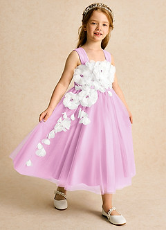 Azazie Dovey Abiti da Ragazza di Fiori Abito Principessa in Tulle Fiocco Rosa Confetto image6