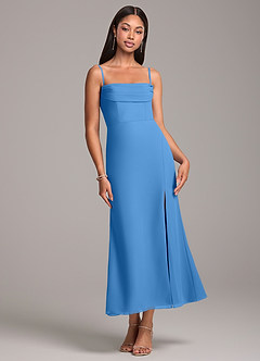 Azazie Saige Bridesmaid Dresses Blue Jay Sheath Off the Shoulder Chiffon Convertible Dress image7