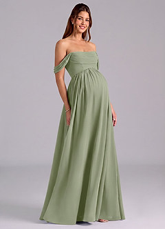 Azazie Saige Maternity Bridesmaid Dresses A-Line Pleated Chiffon Floor-Length Dress image1