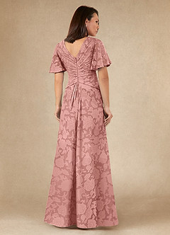 Azazie Emmeline Mother of the Bride Dresses Rosette A-Line Pleated Floral Burnout Dress image5