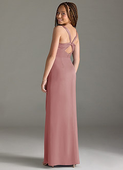 Azazie Mero Junior Dusty Rose Mermaid Pleated Stretch Satin Dress image2