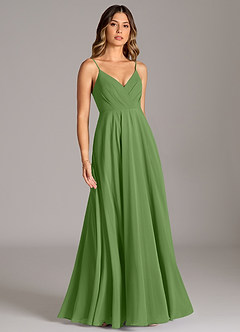 Azazie Amani Bridesmaid Dresses Basil A-Line Pleated Chiffon Dress image5