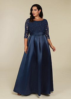 Azazie Delphi Mère de la mariée Robes Robe Trapèze en Dentelle Paillettes Bleu Marine Foncé image6