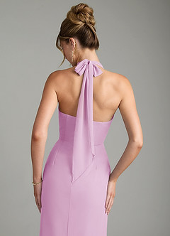 Azazie Arnelle Bridesmaid Dresses Candy Pink Sheath Pleated Chiffon Dress image6
