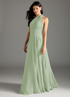 Azazie Charlize Bridesmaid Dresses Dusty Sage A-Line One Shoulder Chiffon Dress image4