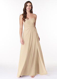 Azazie Arabella Allure Robes de demoiselle d'honneur Robe Trapèze Convertible en Mousseline de soie Encolure en Forme de Cœur Champagne image4