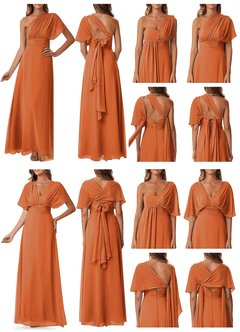 Azazie Fifi Abiti da Damigella Abito Convertibile A-Line in Chiffon Senza Cinturino Cannella image10