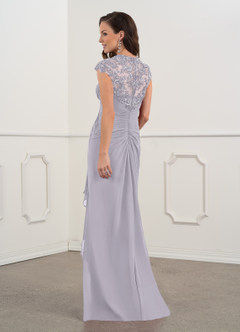 Azazie Birdie Mother of the Bride Dresses Fog A-Line Queen Anne Sequins Chiffon Dress image7