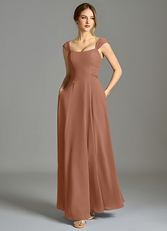 Azazie Oasis Bridesmaid Dresses Bronzer A-Line with Pockets Chiffon Dress image6