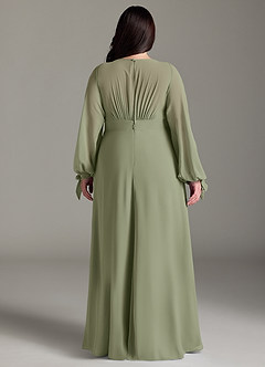 Azazie Matilda Robes de demoiselle d'honneur Robe Trapèze en Mousseline de soie Manche longue Pistache image10