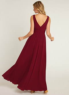 Azazie Pierrette Bridesmaid Dresses Burgundy A-Line Pleated Chiffon Dress image2