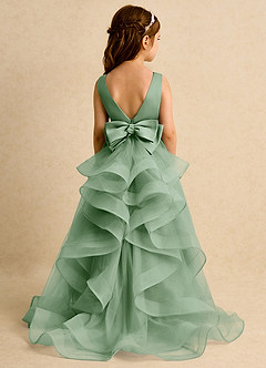 Azazie Lior Robe Demoiselle D'honneur Fillette Robe Princesse en Tulle Plissée Matcha image7
