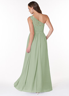 Azazie Demi Bridesmaid Dresses Dusty Sage A-Line One Shoulder Chiffon Dress image2