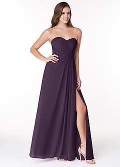 Azazie Arabella Allure Vestidos de damas de honor Vestido de Ciruela de Gasa de Corte en A Convertible con Escote de Corazón image13