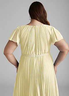 Azazie Kara 겸손한 신부 들러리 드레스 A라인 주름진 쉬폰 플로어 길이 드레스 image11