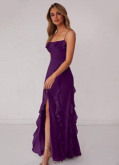 Barbie ♥ Azazie Bridesmaid Dresses Grape Sheath Bow Chiffon Dress image5