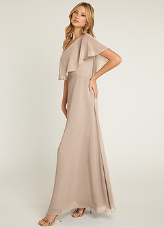 Azazie Lizzy Brautjungfernkleider A-Linie One-Shoulder Chiffon Kleid Taupe image4