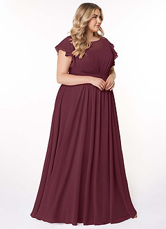 Azazie Daphne Modest Bridesmaid Dresses A-Line Ruffled Chiffon Floor-Length Dress image10