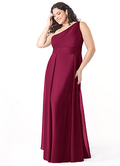 Azazie Dallas Bridesmaid Dresses Burgundy A-Line One Shoulder Chiffon Dress image8