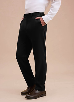 front Ethan Black Refined Weave Dress Pants