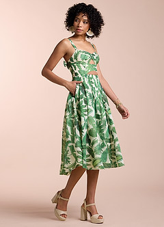 Vestido Estampado De Palmeras Verdes Midi Hailey image4