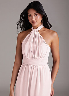 Azazie Lamara Robes de demoiselle d'honneur Combinaison Convertible en Mousseline de soie Épaule décolletée Rose Pâle image2