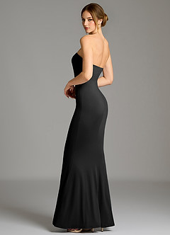 Azazie Shaniya Robes de demoiselle d'honneur Robe Sirène en Jersey extensible de qualité supérieure Sans bretelles Noir image6