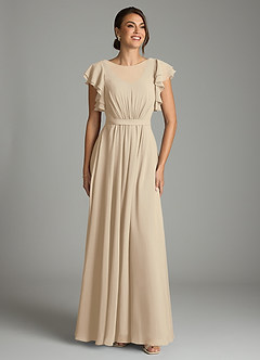 Azazie Daphne Modest Bridesmaid Dresses A-Line Ruffled Chiffon Floor-Length Dress image1