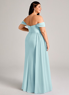 Azazie Amyra Bridesmaid Dresses Sea Glass Sheath Off the Shoulder Chiffon Convertible Dress image14