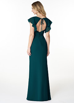 Azazie Val Bridesmaid Dresses Pine Mermaid V-Neck Keyhole Chiffon Dress image2