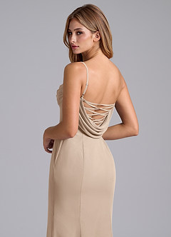 Azazie Wynni Bridesmaid Dresses Taupe Mermaid Corset Chiffon Dress image2