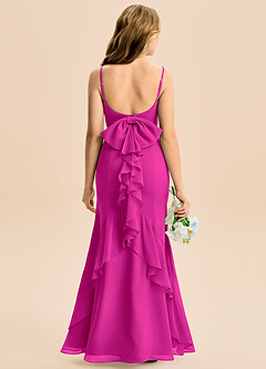 Azazie Lioren Junior Fuchsia Mermaid Bow Chiffon Dress image5