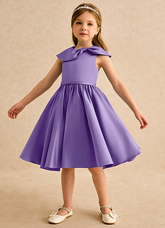 Azazie Acorn Flower Girl Dresses Tahiti A-Line Pleated Matte Satin Dress image6