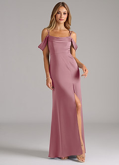 Azazie Callan Final Sale Vintage Mauve A-Line Pleated Stretch Satin Convertible Dress image4