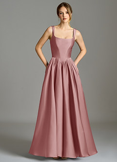 Azazie Verina Bridesmaid Dresses Dusty Rose A-Line Pleated Stretch Satin Dress image3