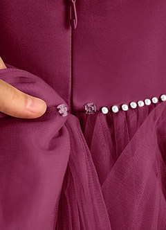 Azazie Tinie Flower Girl Dresses Mulberry Ball-Gown Bow Tulle Dress image8