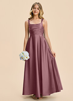 Azazie Azaria Junior A-Linie Plissee Stretch-Satin Kleid Amethyst image1