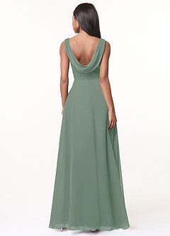 Azazie Karina Bridesmaid Dresses Silver Sage A-Line Pleated Chiffon Dress image2