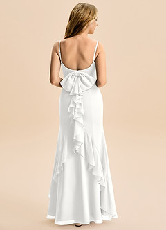 Azazie Lioren Junior White Mermaid Bow Chiffon Dress image3