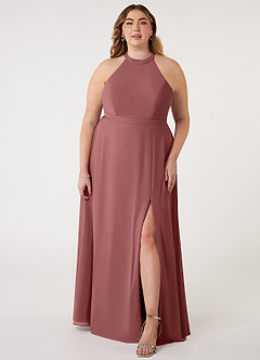 Azazie Clarice Bridesmaid Dresses Amethyst A-Line Halter Chiffon Dress image8
