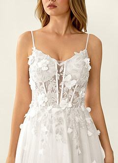 Briseis White Lace Corset Lace Up Back Tulle Prom Dress image4