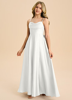 Azazie Bear Junior White A-Line Sweetheart Neckline Stretch Satin Dress image4